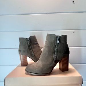 chunky wooden heel ankle boots